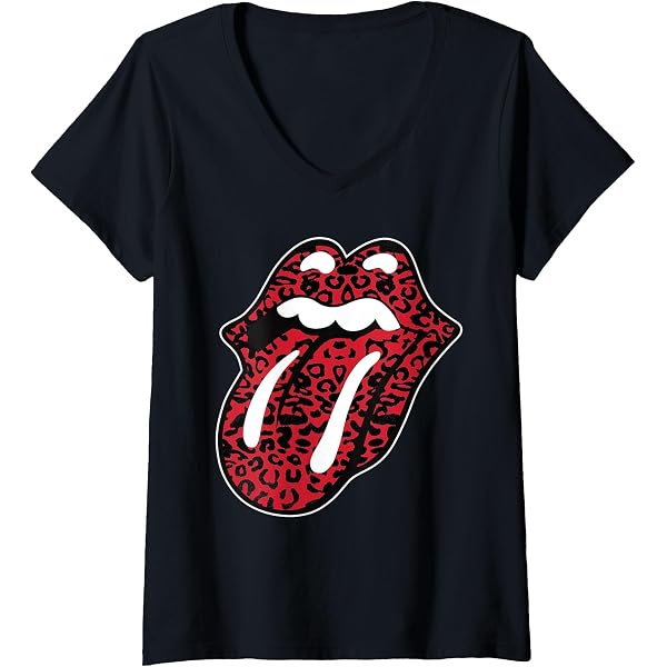 Womens Rolling Stones Official Script Tongue V-Neck T-Shirt